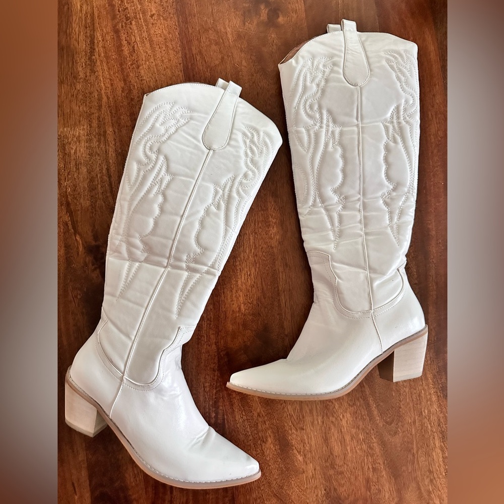 Women cowboy tejanas white boots